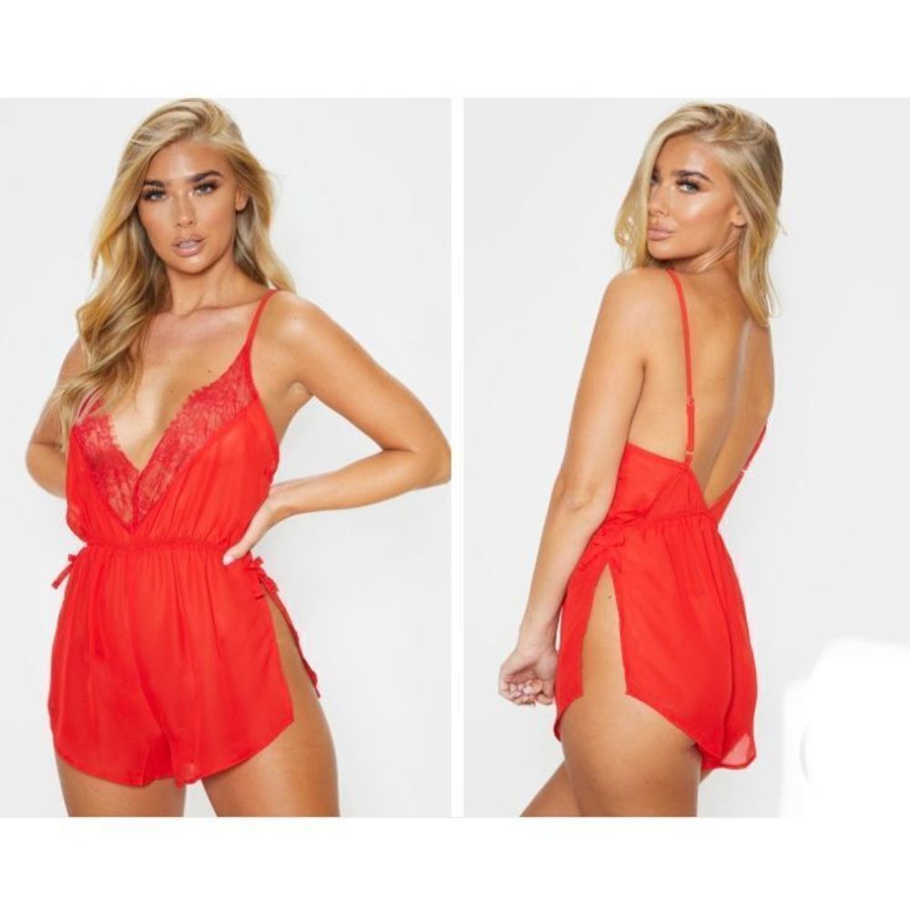Pretty Little Thing - Keke Red Chiffon Teddy sz 8